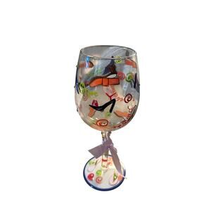 Delish "Shoe Hound" hand-painted wine glass